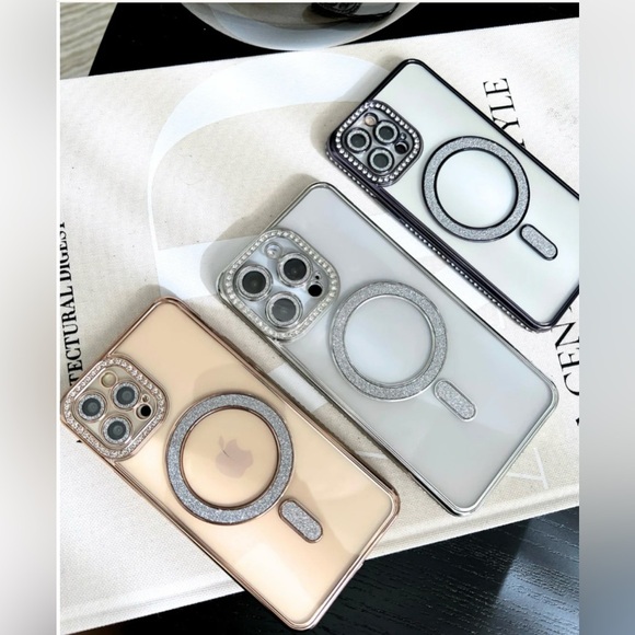 GOLD GLAM DIAMOND BLING MAGSAFE PHONE CASE - Picture 5 of 10